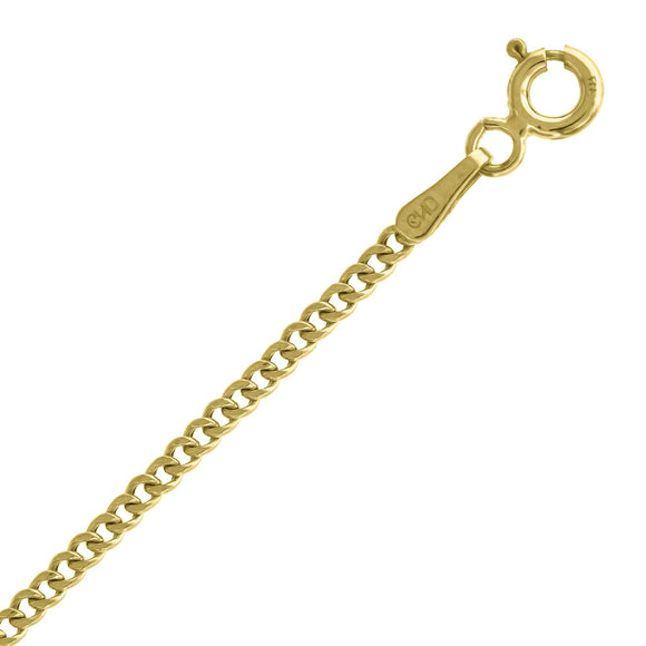 10kt Yellow Gold Unisex Hollow Cuban Anklet 1.8mm 10 Inches