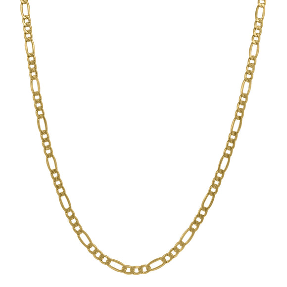 10kt Yellow Gold Mens Hollow Figaro Anklet 3.5mm 10 inches