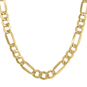 10kt Yellow Gold Unisex Hollow Figaro Chain 9.5mm 30 inches