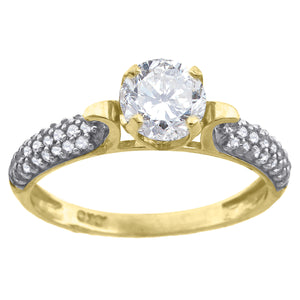 10kt Two-tone Gold Womens Cubic Zirconia Engagement Ring