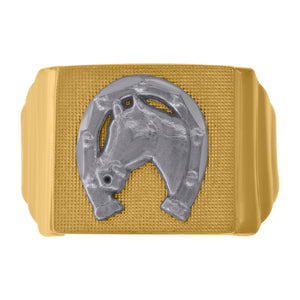 10kt Two-tone Gold Mens DC Textured Horseshoe Square Ring