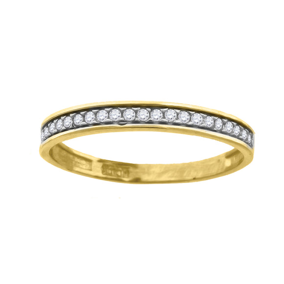 10kt Two-tone Gold Womens Round Cubic Zirconia One Row Engagement Ring