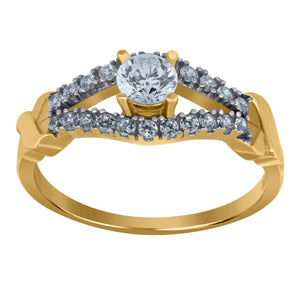 10kt Two-tone Gold Womens Cubic Zirconia Engagement Ring