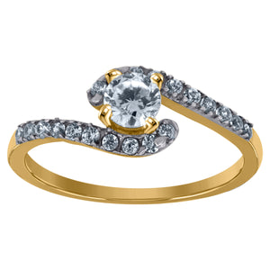 10kt Two-tone Gold Womens Round Cubic Zirconia Twisted Engagement Ring