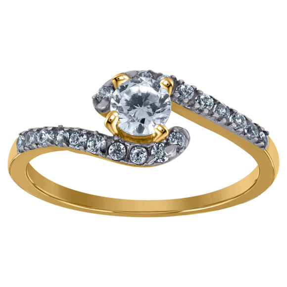 10kt Two-tone Gold Womens Round Cubic Zirconia Twisted Engagement Ring