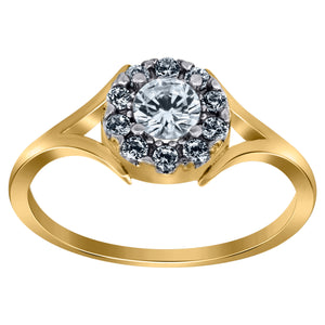 10kt Two-tone Gold Womens Round Cubic Zirconia Engagement Ring