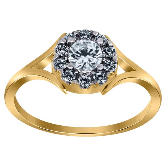 10kt Two-tone Gold Womens Round Cubic Zirconia Engagement Ring