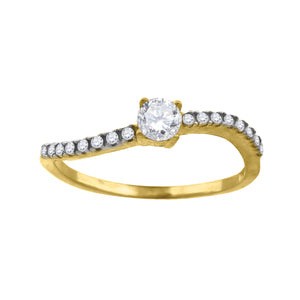 10kt Two-tone Gold Womens Cubic Zirconia Curve Engagement Ring