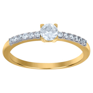 10kt Two-tone Gold Womens Cubic Zirconia Engagement Ring