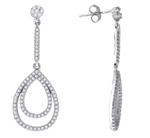925 Sterling Silver Womens Cubic Zirconia Dangle Earrings