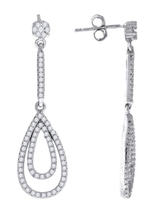925 Sterling Silver Womens Cubic Zirconia Dangle Earrings