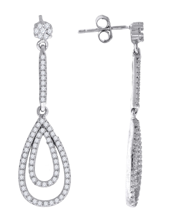 925 Sterling Silver Womens Cubic Zirconia Dangle Earrings