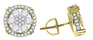 925 Sterling Silver Yellow-tone Womens Cubic Zirconia Round Stud Earrings