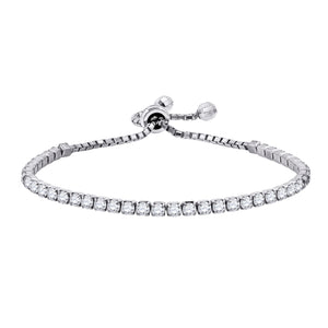 925 Sterling Silver Women Cubic Zirconia Fancy Tennis Round Bracelet