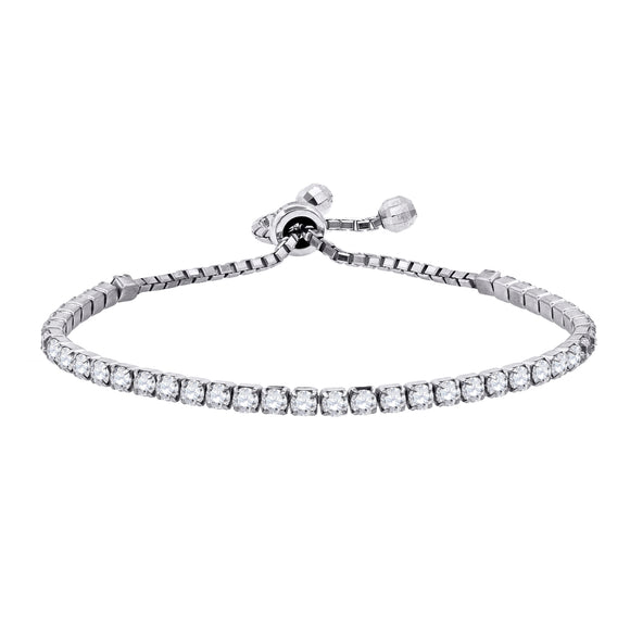 925 Sterling Silver Women Cubic Zirconia Fancy Tennis Round Bracelet