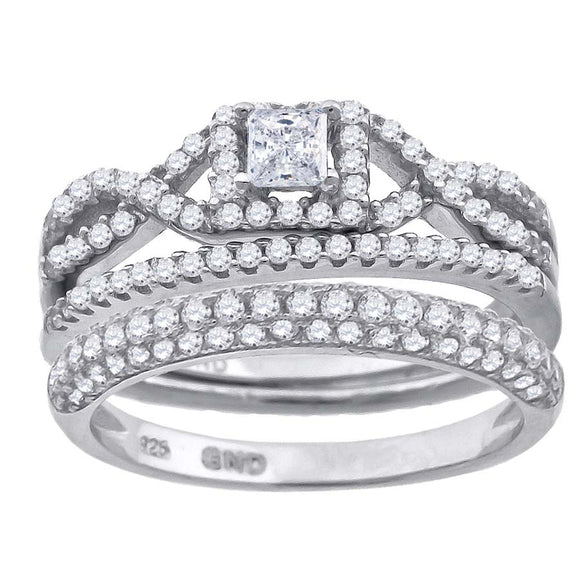 925 Sterling Silver Womens Cubic Zirconia Trio Ring Size 6