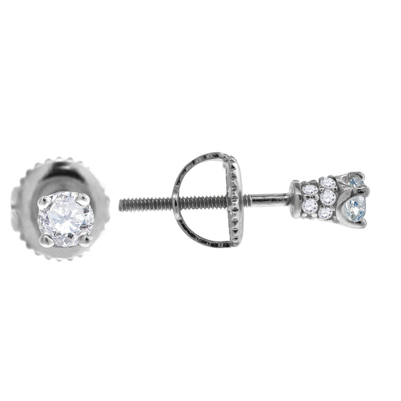 925 Sterling Silver Womens Cubic Zirconia Round Stud Earrings