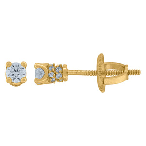 925 Sterling Silver Yellow-Tone Womens Cubic Zirconia Round Stud Earrings