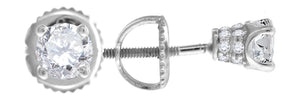 925 Sterling Silver Womens Cubic Zirconia Round Stud Earrings