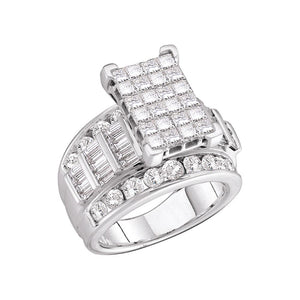 14kt White Gold Princess Diamond Cluster Bridal Wedding Engagement Ring 3 Cttw Size 8