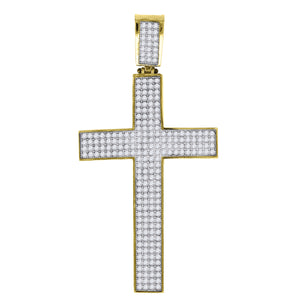 10kt Two-tone Gold Unisex Cubic Zirconia Cubic-zirconia Latin Cross Religious Charm Pendant
