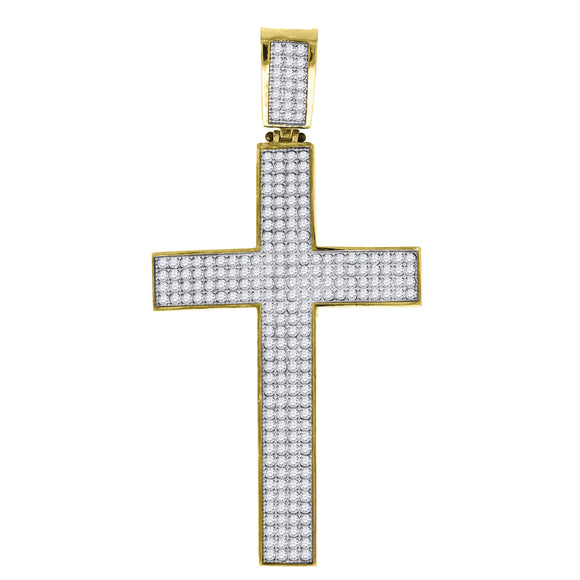 10kt Two-tone Gold Unisex Cubic Zirconia Cubic-zirconia Latin Cross Religious Charm Pendant