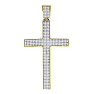 10kt Two-tone Gold Unisex Cubic Zirconia Cubic-zirconia Latin Cross Religious Charm Pendant