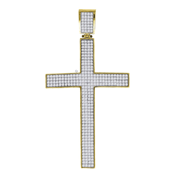 10kt Two-tone Gold Unisex Cubic Zirconia Cubic-zirconia Latin Cross Religious Charm Pendant