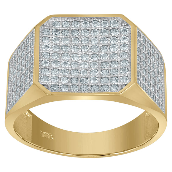 10kt Two-tone Gold Mens Cubic Zirconia Square Engagement Ring