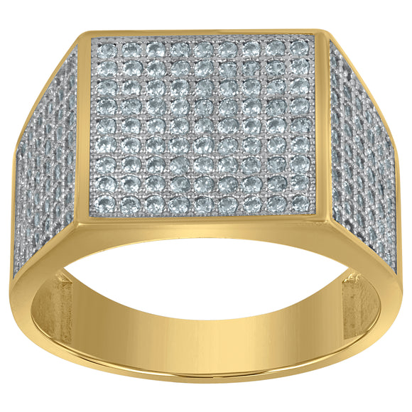 10kt Two-tone Gold Mens Cubic Zirconia Square Engagement Ring