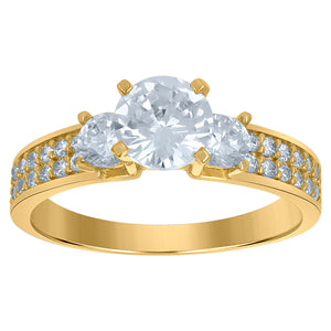 10kt Two-tone Gold Womens Cubic Zirconia Engagement Ring