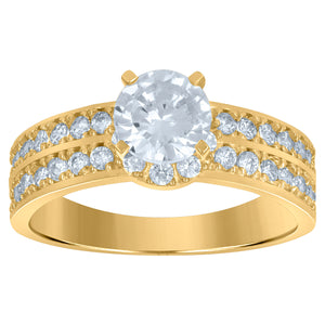 10kt Two-tone Gold Womens Cubic Zirconia Halo Engagement Ring