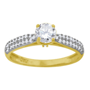 10kt Two-tone Gold Womens Cubic Zirconia Engagement Ring