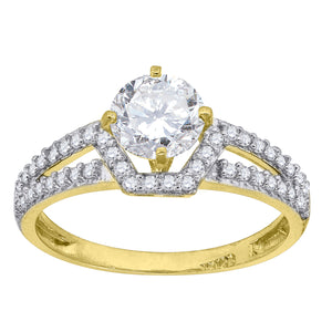 10kt Two-tone Gold Womens Round Cubic Zirconia Engagement Ring