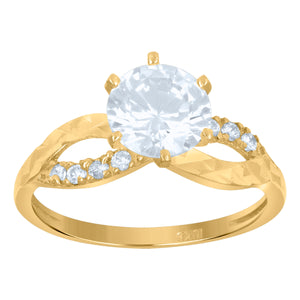 10kt Two-tone Gold Womens Cubic Zirconia DC Love Infinity Engagement Ring