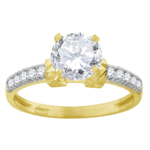 10kt Two-tone Gold Womens Cubic Zirconia Engagement Ring