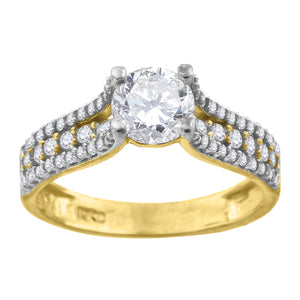 10kt Two-tone Gold Womens Cubic Zirconia Engagement Ring