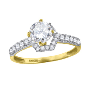 10kt Two-tone Gold Womens Cubic Zirconia Engagement Ring
