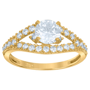10kt Two-tone Gold Womens Cubic Zirconia Engagement Ring
