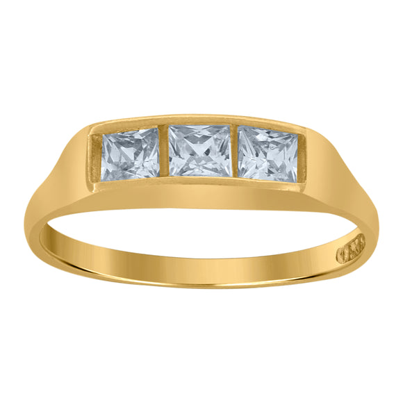 10kt Yellow Gold Childs Princess Cut Cubic Zirconia CZ Baby Band Ring