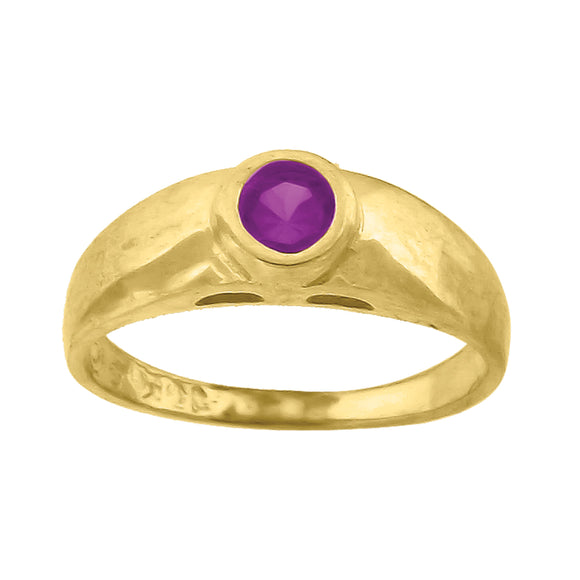 10kt Yellow Gold Baby Round Purple Cubic Zirconia Birth Stone Ring