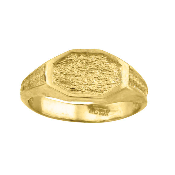 10kt Yellow Gold Textured Baby Signet Band Ring