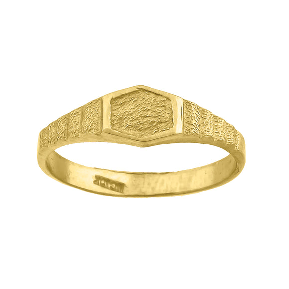 10kt Yellow Gold Textured Baby Signet Band Ring