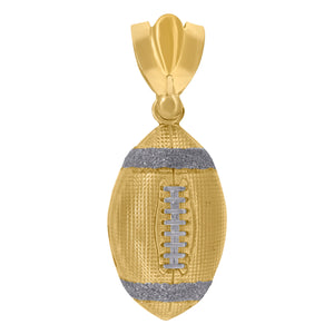 10KT Two-Tone Gold Mens Football/Rugby Sports Charm Pendant