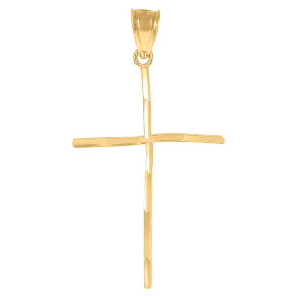 10kt Gold Two-tone Diamond-cut Mens Cross Ht:36.7mm x W:19.7mm Religious Charm Pendant