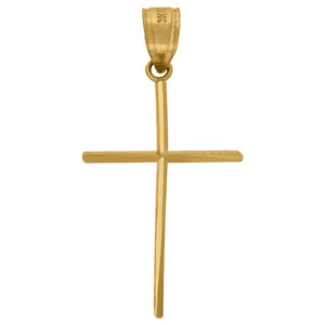 10kt Yellow Gold Diamond-cut Unisex Cross Ht:30.3mm x W:15.9mm Religious Charm Pendant