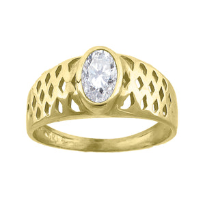 10kt Yellow Gold Baby Oval Cubic Zirconia Birth Stone Ring