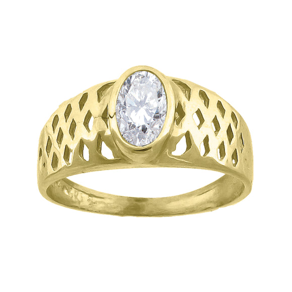 10kt Yellow Gold Baby Oval Cubic Zirconia Birth Stone Ring