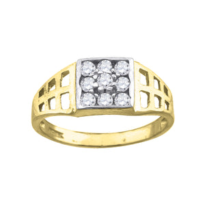 10kt Two-tone Gold Womens Round Cubic Zirconia Square Engagement Ring