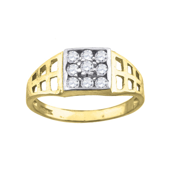10kt Two-tone Gold Womens Round Cubic Zirconia Square Engagement Ring
